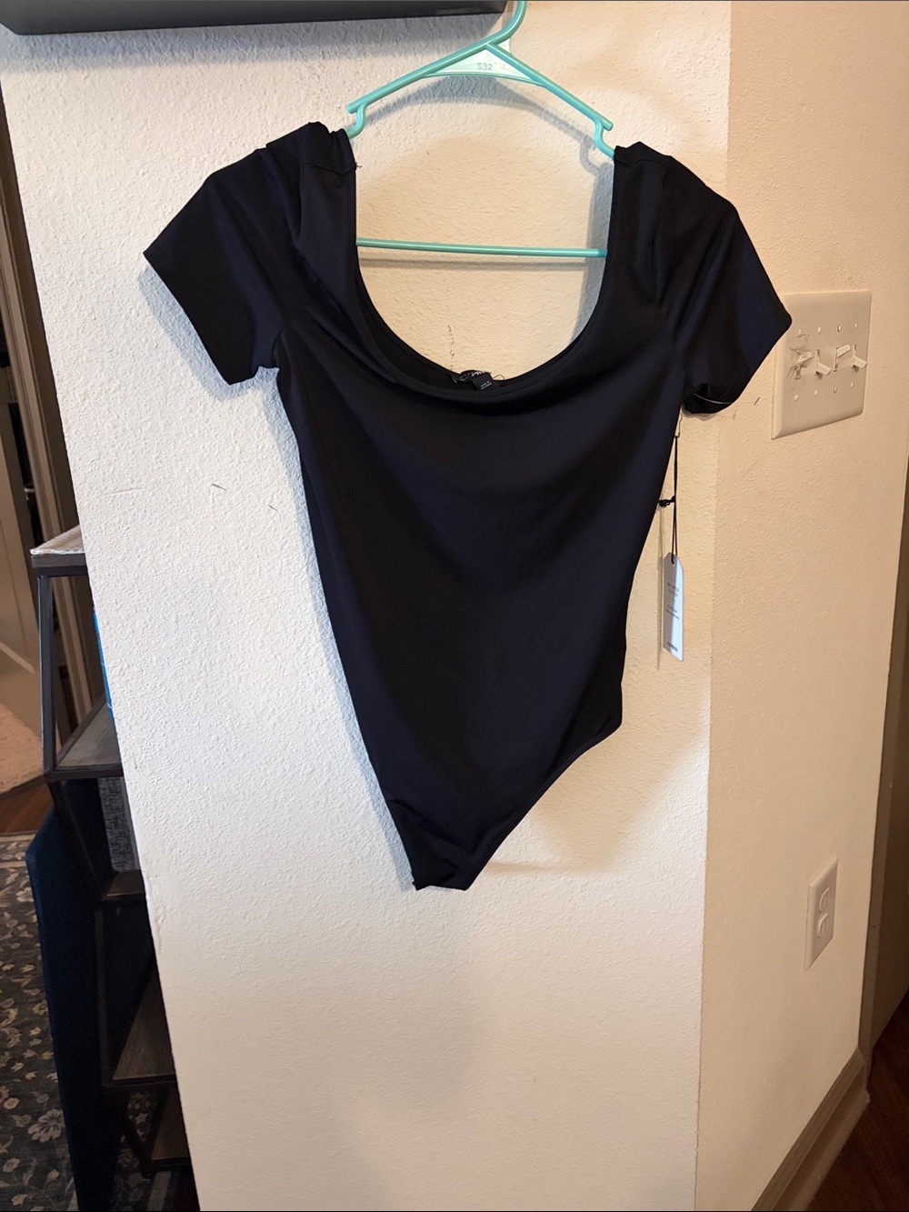 Express Black Short Sleeve Scoop Neck Bodysuit